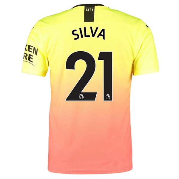 Camiseta Manchester City NO.21 Silva 3ª 2019-2020 Naranja